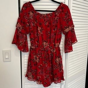 Off the shoulder floral romper
